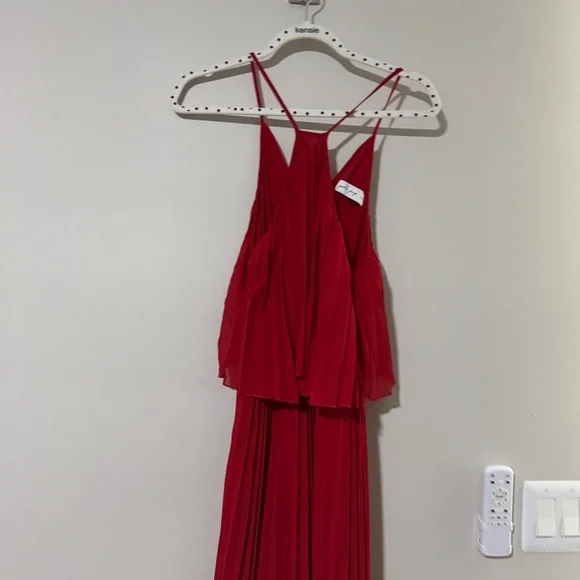 Petal & Pup Red Pleated Halter Maxi Dress - Picture 4 of 7